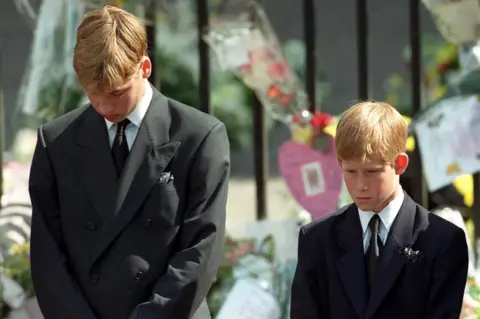 PA Princes William and Harry after the funeral of Diana, Princess of Wales