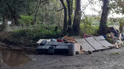 Wiltshire Council Furniture that has been fly-tipped in the woods