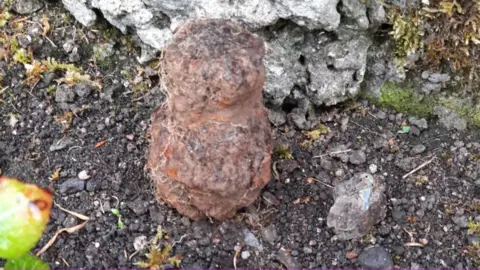 Devon and Cornwall Police The item reported by a gardener to be a grenade