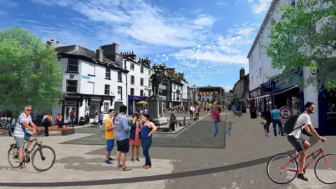 Westmorland and Furness Council Artist's impression of a completed scheme at Kendal's Market Place