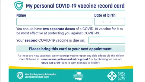 NHS Wales Vaccination card