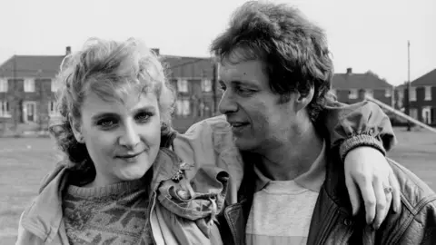 Getty Images George Costigan and Lesley Sharp appeared in the film version of Rita, Sue and Bob Too in 1987