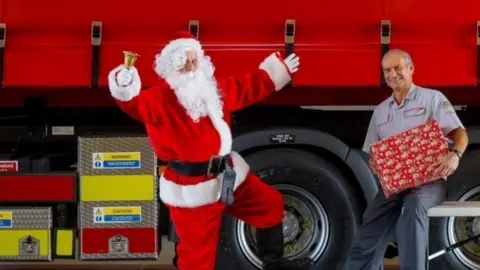 Staffordshire Fire and Rescue Service Kelvin promoting the Stokie Christmas Market