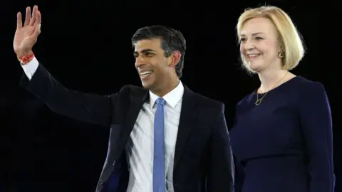 Getty Images Rishi Sunak and Liz Truss during the Conservative leadership contest in August 2022