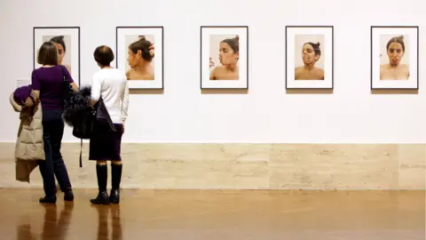 Getty Images Photographs by Ana Mendieta are shown at the Galleria Nazionale D'Arte Moderna during the opening 'Donna. Avanguardia Femminista Negli Anni '70' Photography Exhibition on February 18, 2010 in Rome, Italy.