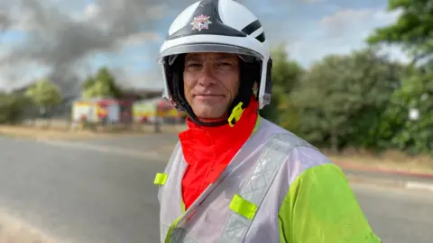 Shaun Whitmore/BBC Incident commander Paul Seaman, from Norfolk Fire and Rescue Service