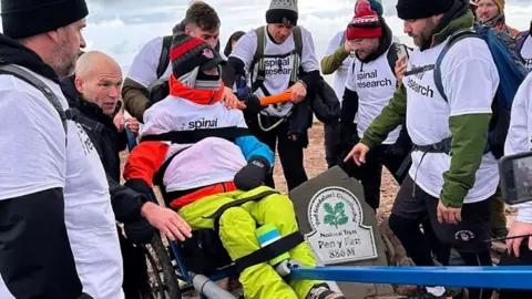 Paralysed Jon Hobbs at top of Pen y Fan