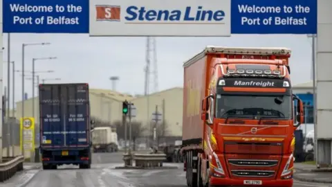 LIAM MCBURNEY/PA MEDIA Heavy freight crossing into NI ports
