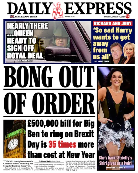 The Daily Express front page 18/01/20