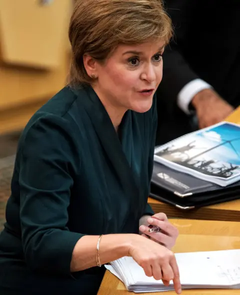Reuters Scotland"s First Minister and leader of the Scottish National party, Nicola Sturgeon, presents her government"s programme to the Scottish Parliament in Edinburgh,
