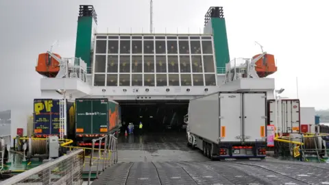 BBC Lorries getting onto a Ro-Ro ferry