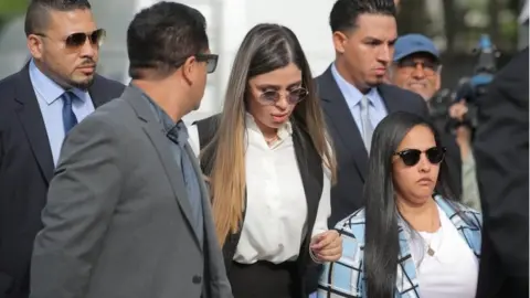 Reuters Guzmán's wife Emma Coronel attends the trial in New York. Photo: 17 July 2019