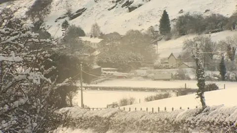 BBC Some parts of Wales were covered in a blanket of snow