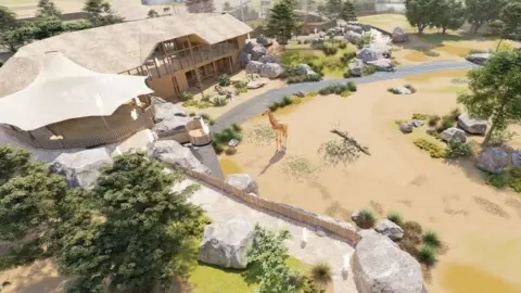 Chester Zoo Artist impression of the Grasslands development