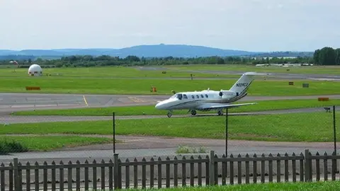 Geograph Plane at Gloucestershire Airport on runway