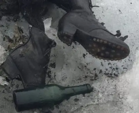 EPA The weathered belongings of Marcelin and Francine Dumoulin, on the Tsanfleuron glacier in Switzerland (July 2017)