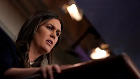 Reuters US White House Press Secretary Sarah Huckabee Sanders holds the daily briefing at the White House in Washington, 13 April 2018