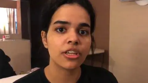 AFP A screengrab from a video released to AFPTV via the Twitter account of Rahaf Mohammed al-Qunun