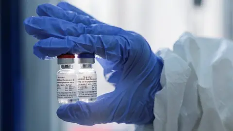 A handout photo provided by the Russian Direct Investment Fund (RDIF) shows samples of a vaccine against the coronavirus disease (COVID-19) developed by the Gamaleya Research Institute of Epidemiology and Microbiology, in Moscow,