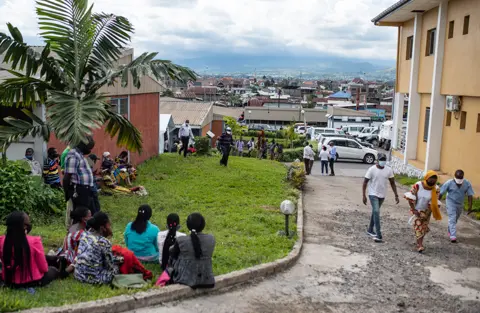 Olivia Acland / UNICEF View from outside the vaccine tent in Goma