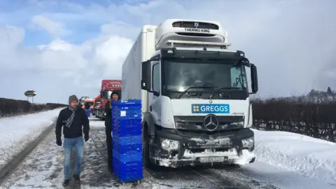 Les Goff Greggs truck in the snow