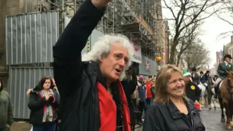 BBC Brian May in Wind Street to see The Three Counties hunt get underway