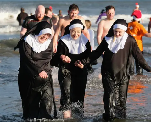 Getty Images Boxing Day Dip swimmer at Redcar