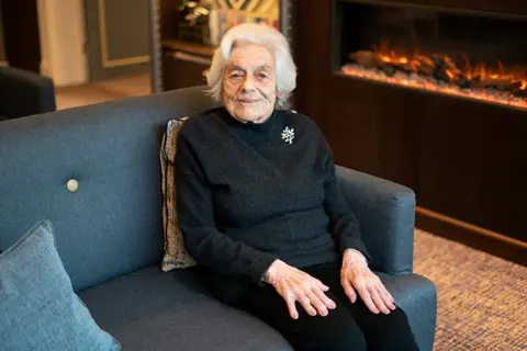 Kirsty O'Connor / PA Media Holocaust survivor Vera Schaufeld photographed at her home in north London on the eve of Holocaust Memorial Day 2023