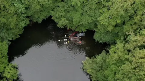 A picture of the lake before it was drained