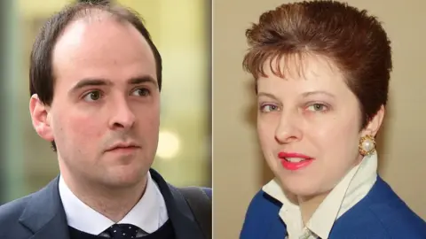 PA Media/Getty Images Richard Holden in 2018 and Theresa May in 1992