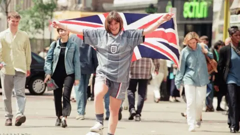 Mirrorpix/NationalFootballMuseum England fan at Euro 96