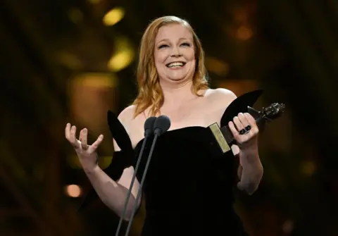 Jeff Spicer/Getty Images Sarah Snook with the Best Actress award