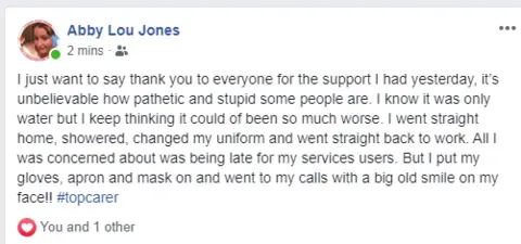 Abby Jones/Facebook  A Facebook post by Abby Jones