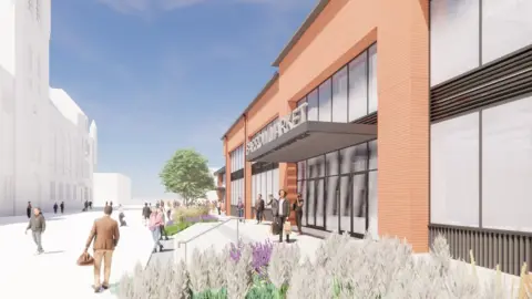 Open Artist's impression of the new Market Hall exterior