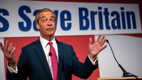 Getty Images Nigel Farage at Reform UK's annual conference in October 2023