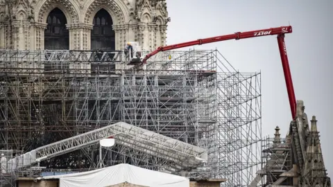 EPA Work on top of Notre-Dame Cathedral, in Paris, France, 08 June 2020