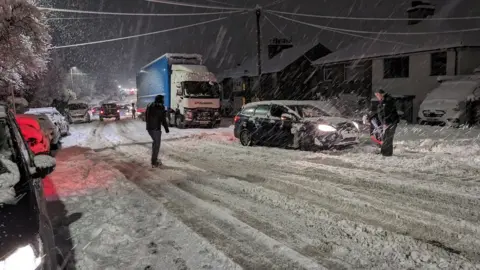 Matthew Smithers Snow caused problems for traffic on Windermere Road in Kendal