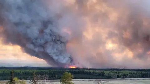 A wildfire outside Fort Nelson on 14 May