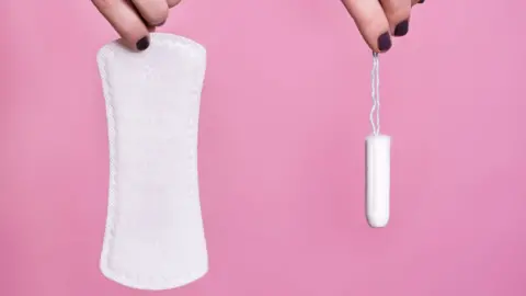 Getty Images Sanitary towel and tampon