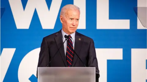 Getty Images Former vice president and 2020 Democratic presidential candidate Joe Biden speaks to a crowd at a Democratic National Committee event at Flourish in Atlanta on June 6, 2019