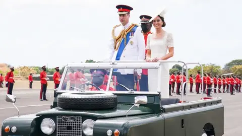 PA Media The Duke and Duchess of Cambridge attending the inaugural Commissioning Parade in Jamaica