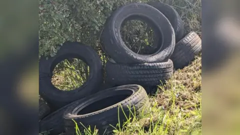 Burnham-on-Sea.com Tyres in a ditch