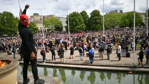 PA Media Protesters gather in Bristol