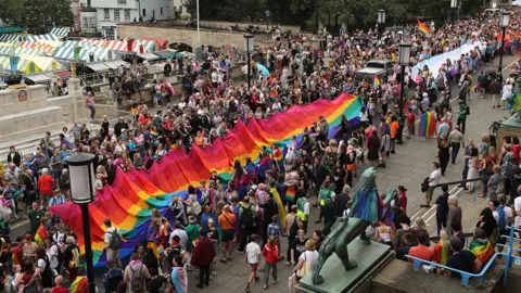 BBC Pride flag outside Norwich City Hall