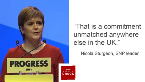 BBC Nicola Sturgeon saying: That is a commitment unmatched anywhere else in the UK.