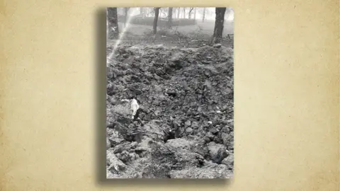 bomb crater with children playing