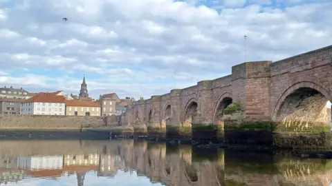 Northumberland County Council Drone overlooking the bridge