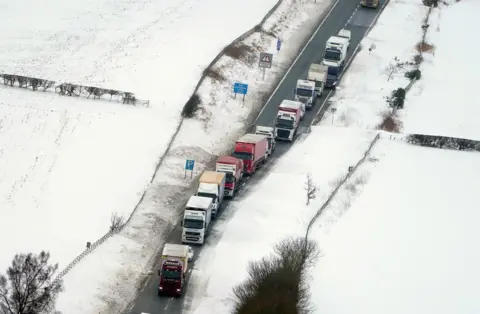 PA Cars and lorries stuck on A1 between Morpeth and Alnwick