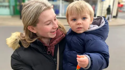 Andrew Sinclair/BBC Megan Denton with her son Hugo