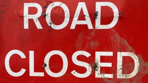 Brian Farmer/BBC Road closed sign